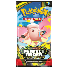 Perfect Order Booster Box featuring Pokémon Mega Evolution and booster pack design.