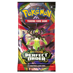 Pokémon Perfect Order Booster Box featuring Mega Zygarde, includes 10 additional game cards and vibrant artwork.