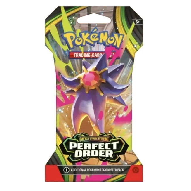 Perfect Order Sleeved Booster featuring Mega Zygarde in vibrant packaging for Pokémon TCG.