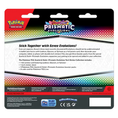 Pokemon Prismatic Evolutions Tech Sticker - Backside information