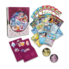 Advent Calendar 2025 featuring Pokémon cards, collectible items, and festive illustrations.