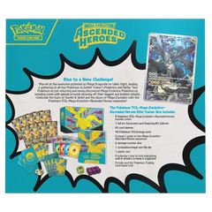 Ascended Heroes Elite Trainer Box includes 9 booster packs, promo card, and energy cards for the Pokémon Trading Card Game.