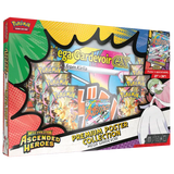 Mega Gardevoir Poster Collection featuring booster packs and a Mega Gardevoir poster.