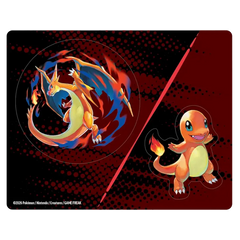 Ascended Heroes Tech Sticker Collection featuring Charizard and Charmander artwork on a vibrant red background.