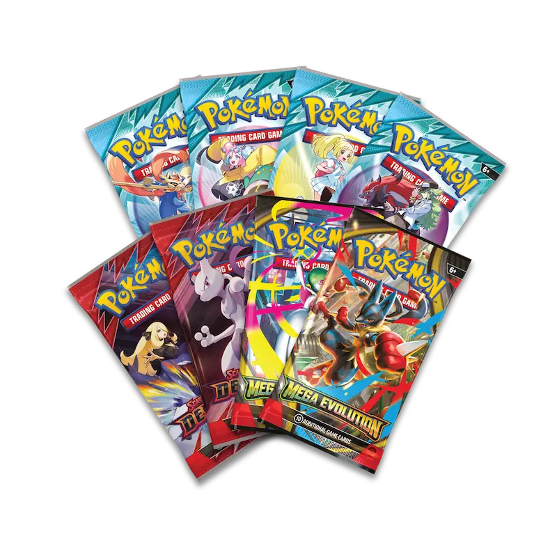 Mega Venusaur ex Premium Collection featuring various Pokémon booster packs including Mega Evolution.