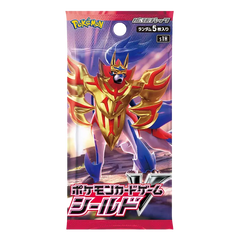 Shield Booster Pack featuring the Pokémon character in a golden armor design, released in Japan.