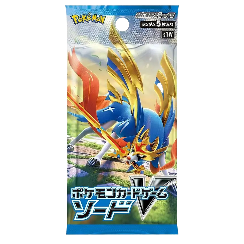 Sword Booster Box featuring a Pokémon Sword booster pack with vibrant illustration.
