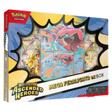 Mega Feraligatr ex Collection Box featuring booster packs and a promo card from the Ascended Heroes set.