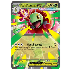 Mega Meganium ex Collection Box featuring the Mega Meganium ex card with Giant Bouquet attack and details.