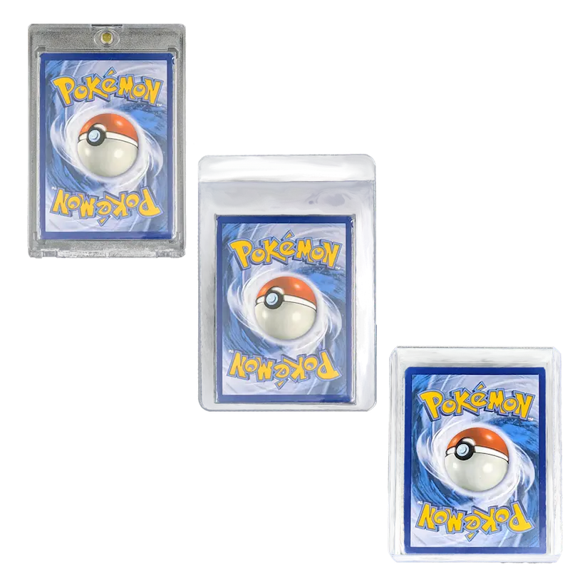 Pokémon cards in 3 different type of card holders