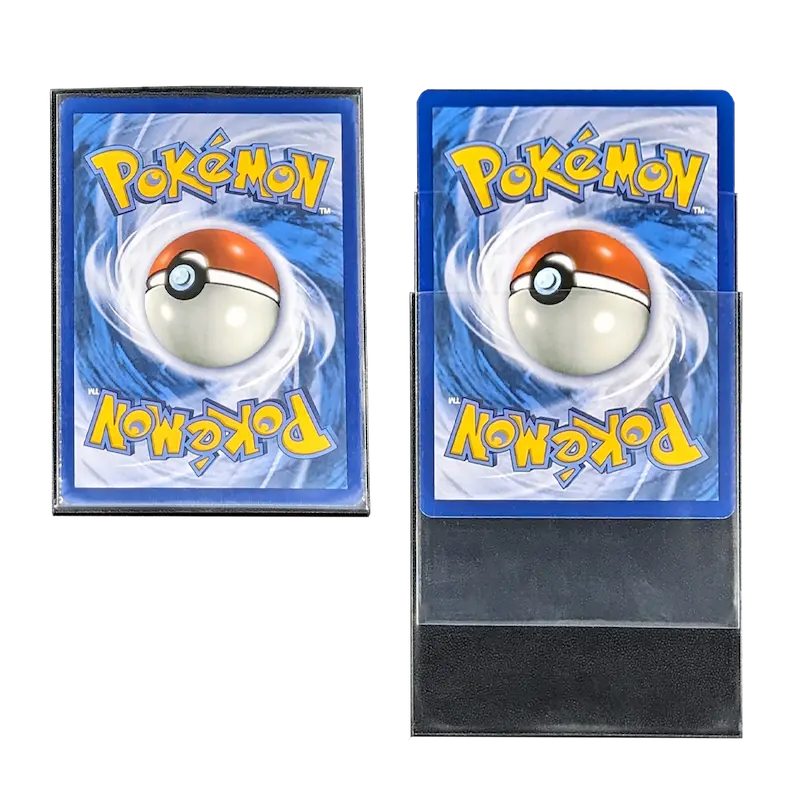 Pokemon card in black deck protector sleeve