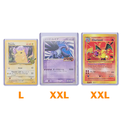 Image showing XL Oversized Toploaders protecting Pikachu, Lugia and Charizard Jumbo cards.