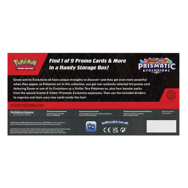 Pokemon Prismatic Evolutions Surprise Box - Backside information