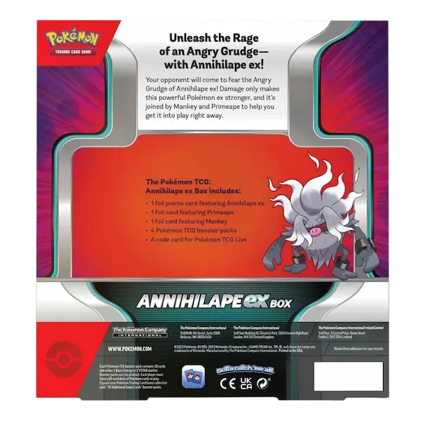 Pokemon Annihilape EX Collection Box - Backside Information