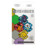 Buntes Pokémon-Sticker-Set mit verschiedenen Charakteren auf einem sechseckigen Hintergrund.