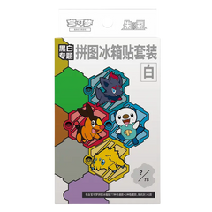 Buntes Pokémon-Sticker-Set mit verschiedenen Charakteren auf einem sechseckigen Hintergrund.