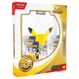 30th Celebration Binder Collection featuring Pokémon cards and Pikachu design, perfect for organizing your collection.