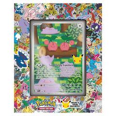 30th Celebration Ditto Collection featuring Ditto Pokémon card surrounded by colorful Pokémon designs.