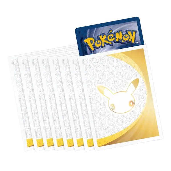 30th Celebration Elite Trainer Box featuring Pikachu-themed packs and exclusive card sleeves.