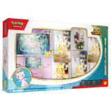 30th Celebration Mew Figure Collection featuring Mew and Pikachu cards in a beautifully designed box.