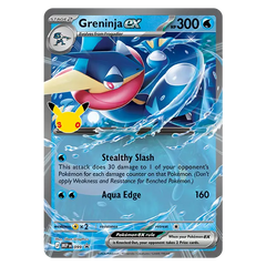 30th Celebration Greninja Collection featuring Greninja ex card with HP 300 and special abilities.