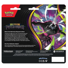 Pokémon TCG Mega Evolution Pitch Black 3-Pack Blister back design showcasing Mega Darkrai ex.
