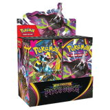 "Pokémon TCG Mega Evolution Pitch Black Booster Box met levendige artwork en meerdere boosterpakketten."
