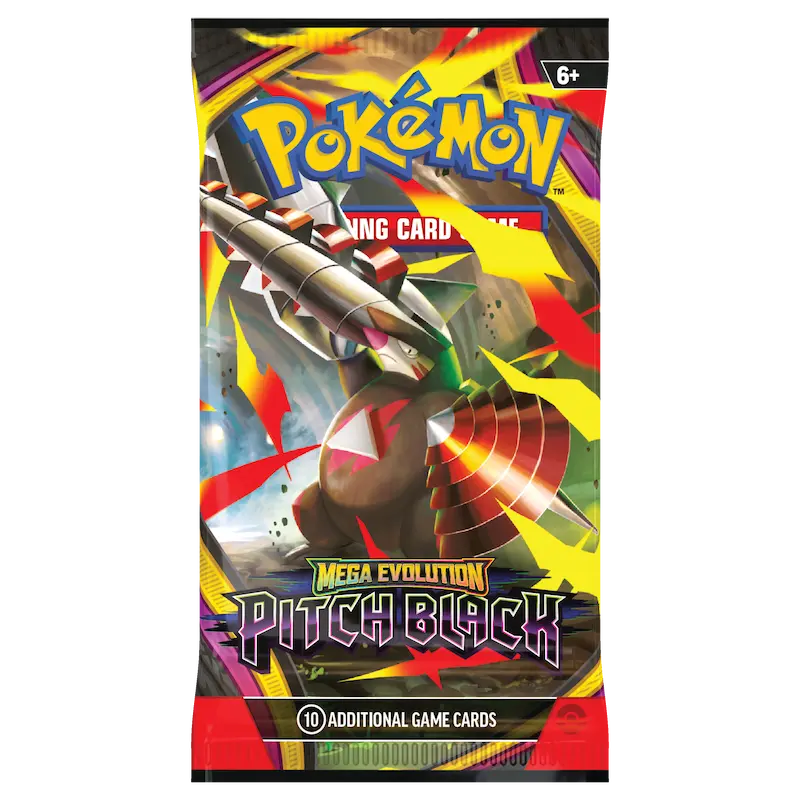Pokémon TCG Mega Evolution Pitch Black Booster Box featuring powerful Mega Evolution Pokémon.