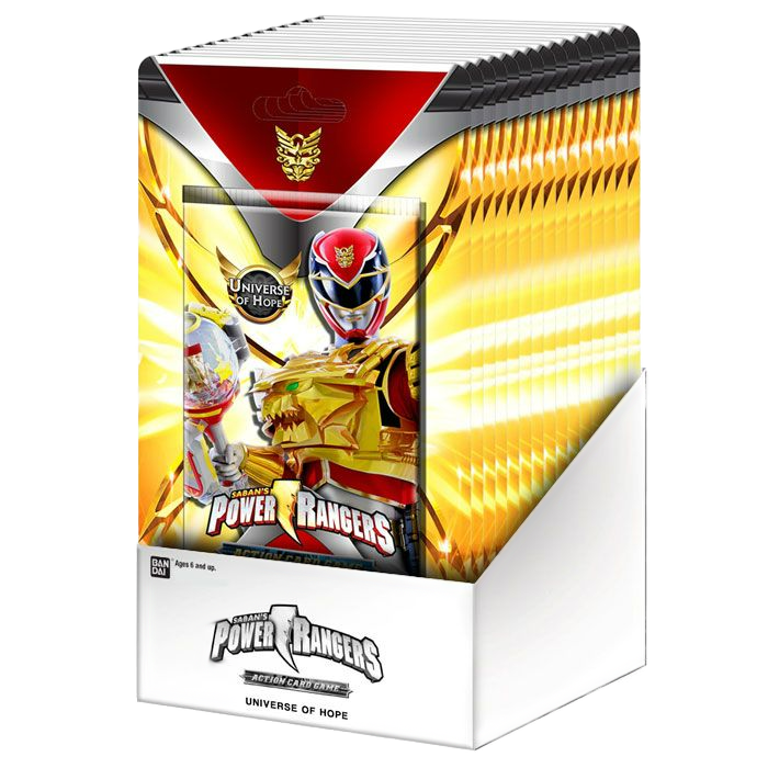 Power Rangers Sleeved Booster (Live-stream) pack featuring iconic characters in vintage design.