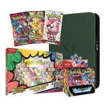 Product Shown on Screen featuring Pokémon card packs and premium collections for auction.