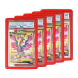 PSA Slab Bumper - Rouge présentant des cartes Pokémon classées dans des unités de protection rouge vif.