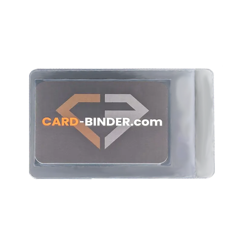 Semi-rigid card holder with card inside