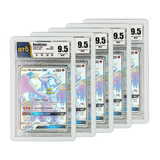 PSA Slab Bumper - White with graded Reshiram cards displaying a premium fit and protection in multiple slabs.