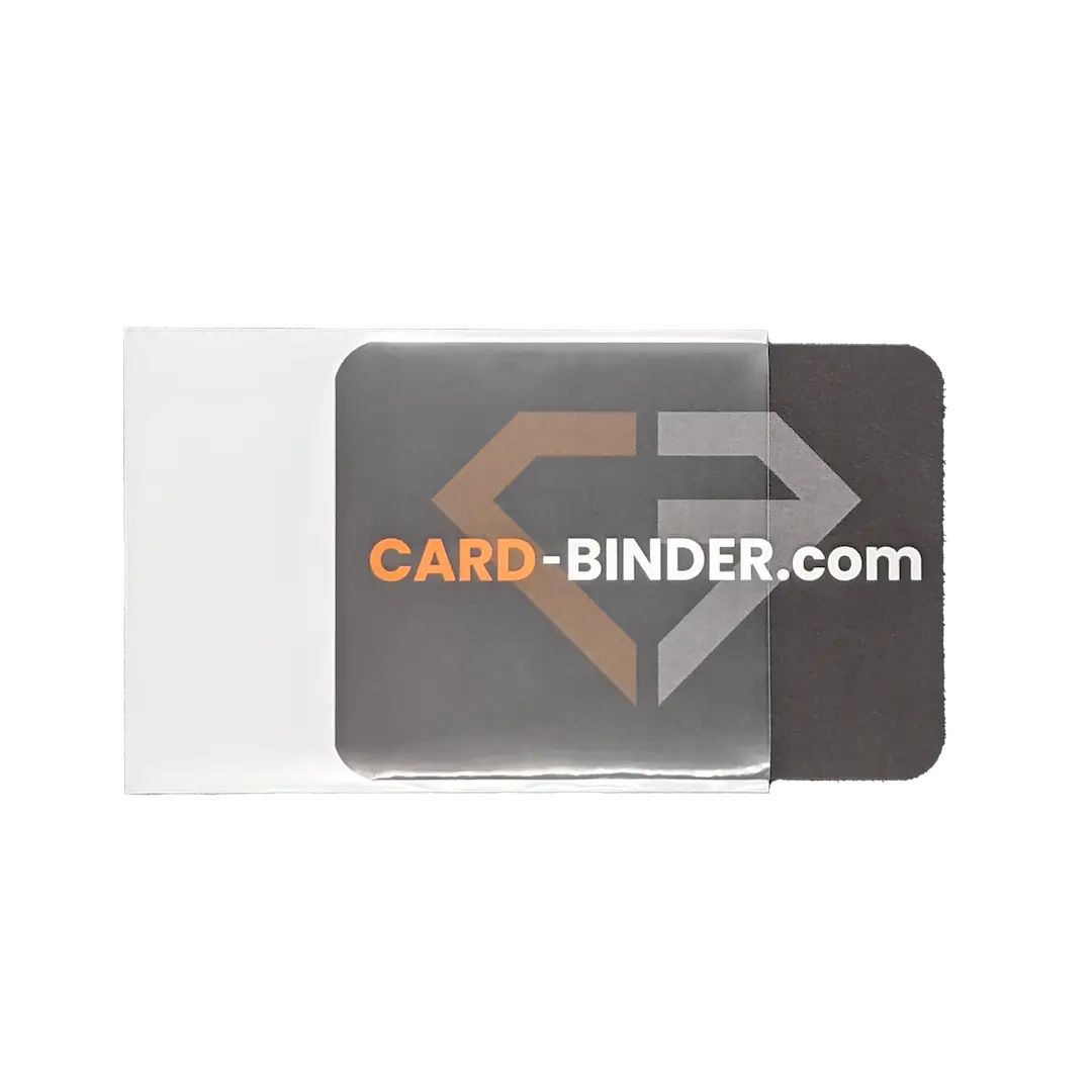 card in white deck protector sleeve