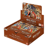The World's Strongest Warriors Booster Box showcasing One Piece card game packs and display.