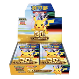 Pokémon 30th Celebration display featuring Pikachu and featured characters in vibrant colors, perfect for collectors.
